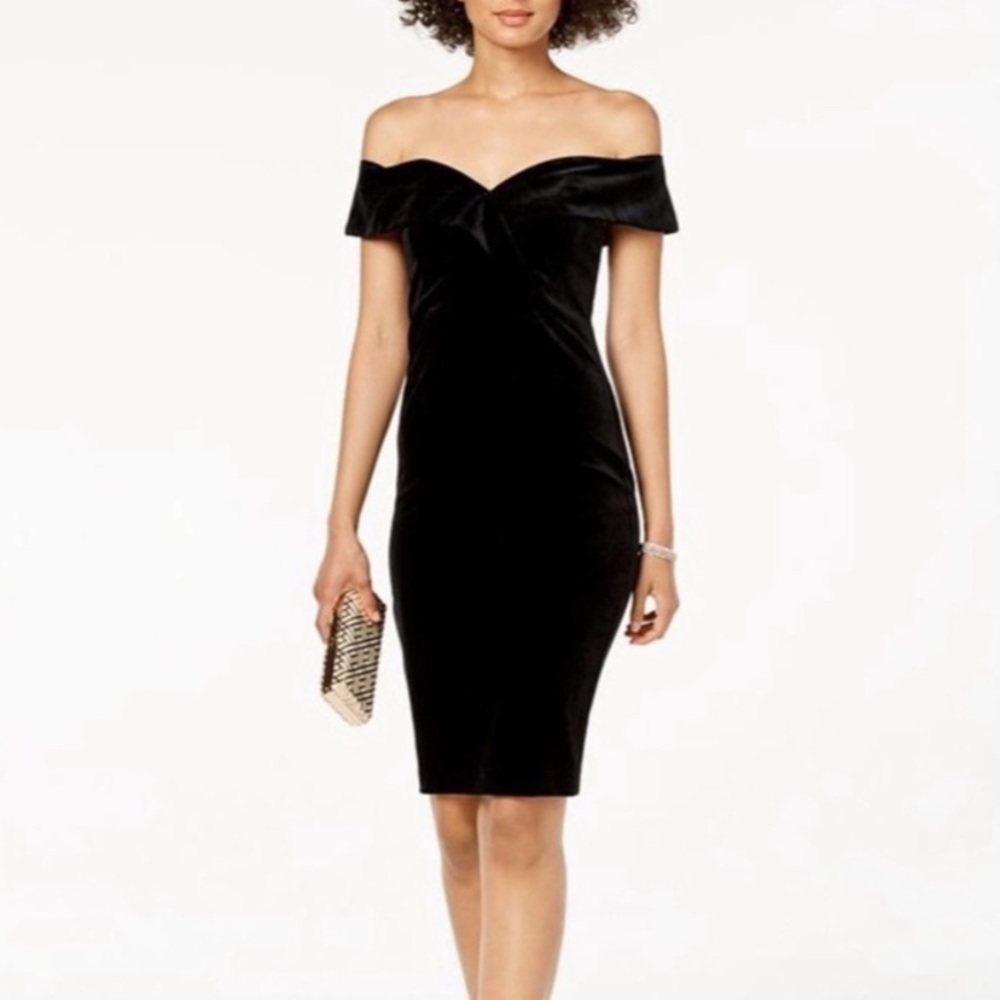 Bardot Black Velvet Off-the-Shoulder Dress Size 6/S